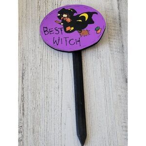 Mini best witch moon lawn stake Halloween lawn decor